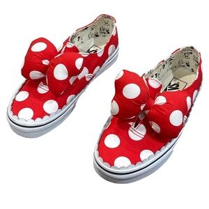 Disney + Vans Authentic Shoes Slip On  Minnie's Bows Polka Dot W 6.5 ADORABLE